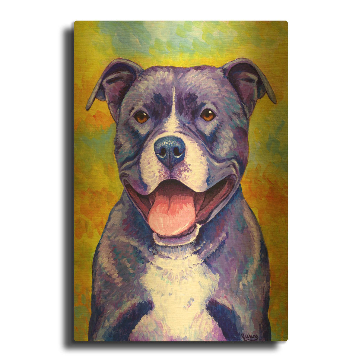 'Peppy Purple Pitbull' By Rebecca Wang Art Gold Metal Wall Art
