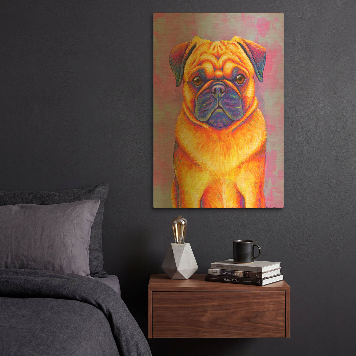 'Pug' By Rebecca Wang Art Gold Metal Wall Art