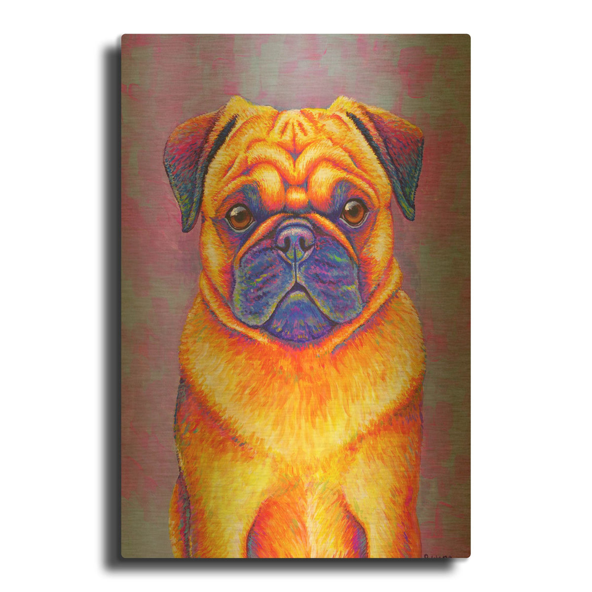 'Pug' By Rebecca Wang Art Gold Metal Wall Art