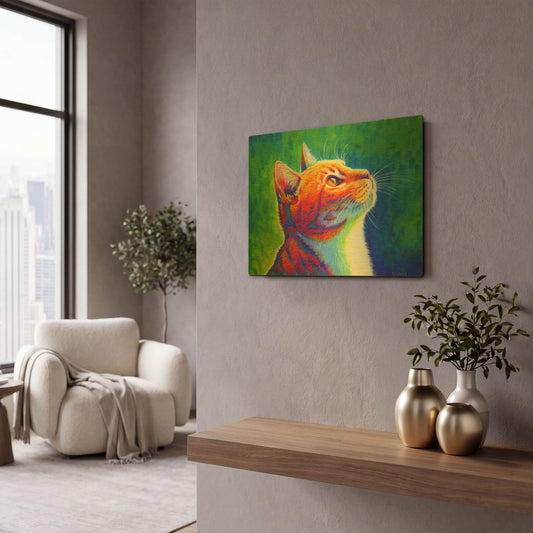 'Rainbow Cat' By Rebecca Wang Art Gold Metal Wall Art
