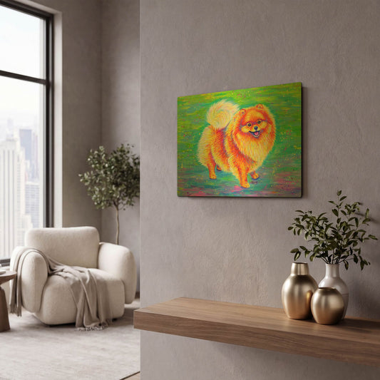 'Rainbow Pomeranian' By Rebecca Wang Art Gold Metal Wall Art