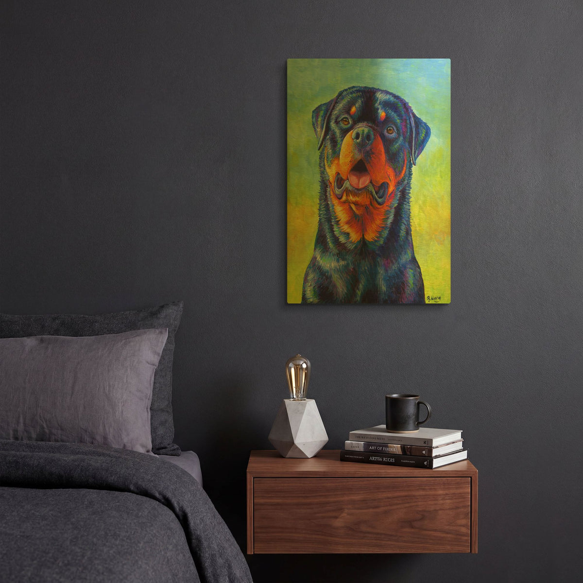 'Rottweiler' By Rebecca Wang Art Gold Metal Wall Art