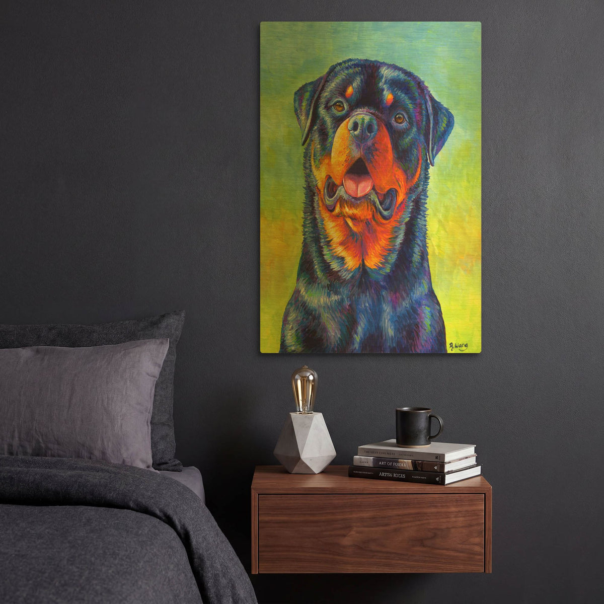 'Rottweiler' By Rebecca Wang Art Gold Metal Wall Art