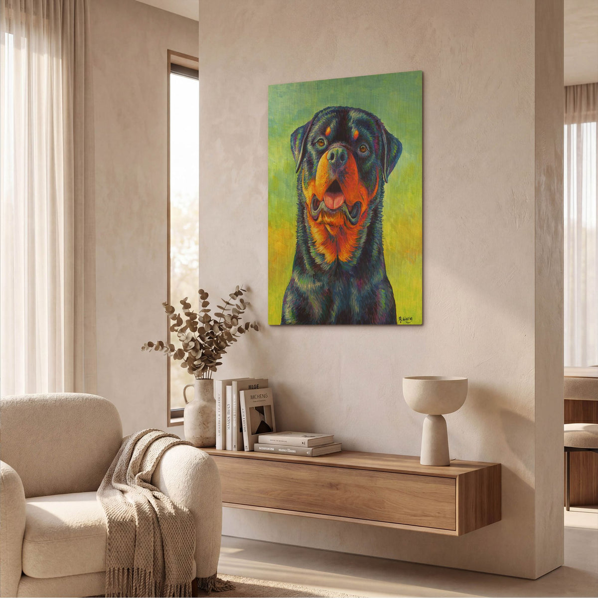 'Rottweiler' By Rebecca Wang Art Gold Metal Wall Art