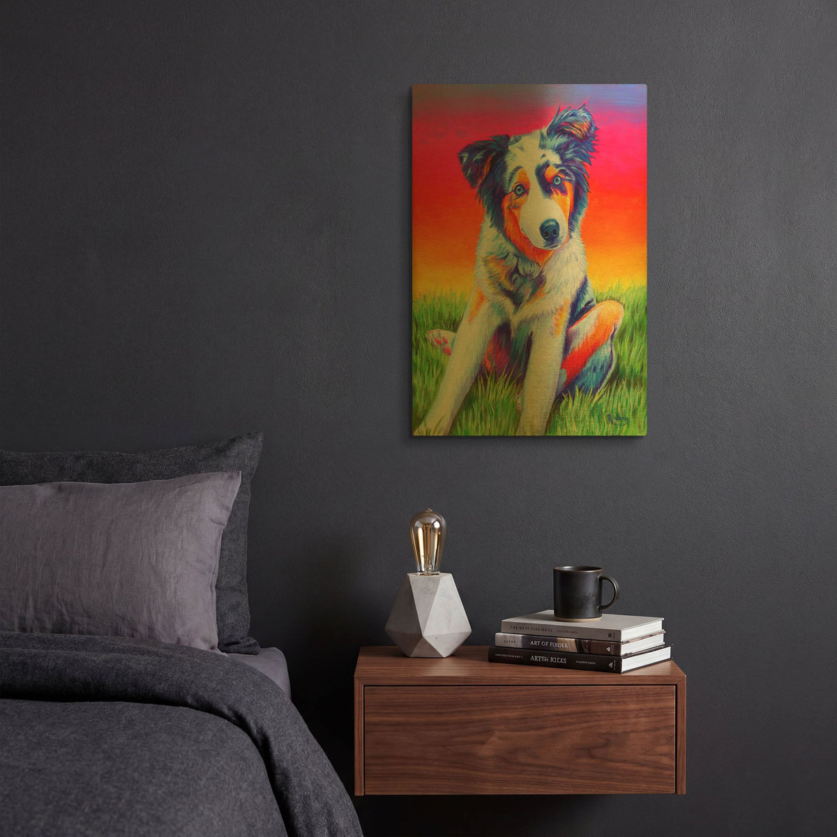 'Blue Merle Aussie Puppy' By Rebecca Wang Art Gold Metal Wall Art