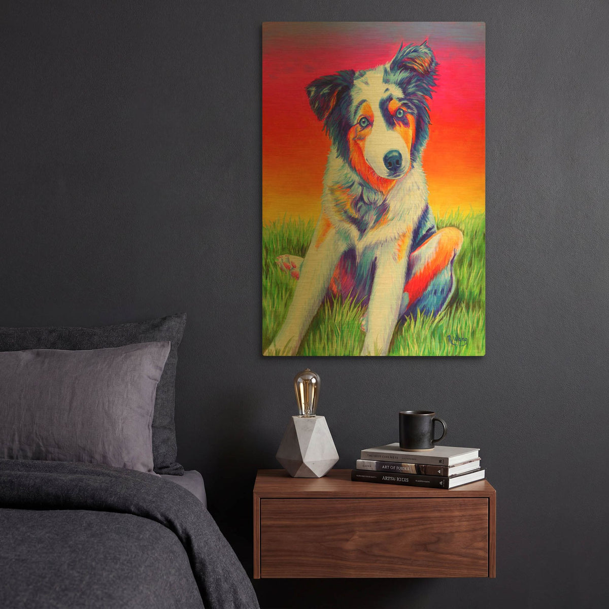 'Blue Merle Aussie Puppy' By Rebecca Wang Art Gold Metal Wall Art