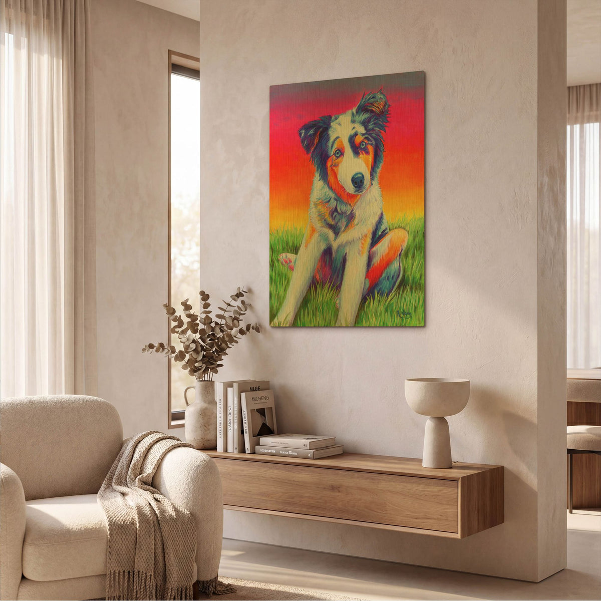 'Blue Merle Aussie Puppy' By Rebecca Wang Art Gold Metal Wall Art