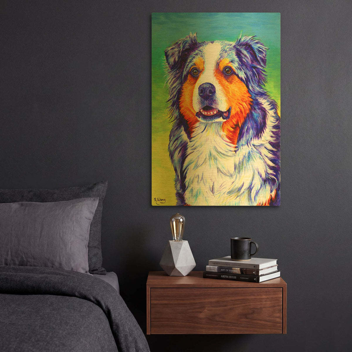 'Blue Merle Australian Shepherd' By Rebecca Wang Art Gold Metal Wall Art