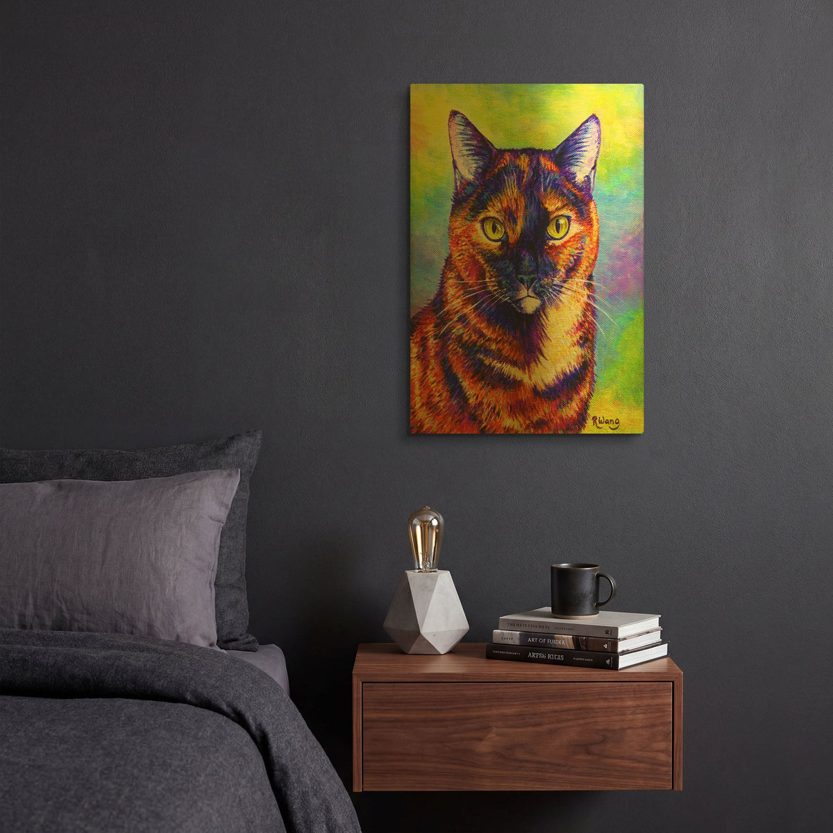 'Colorful Tortoiseshell Cat' By Rebecca Wang Art Gold Metal Wall Art
