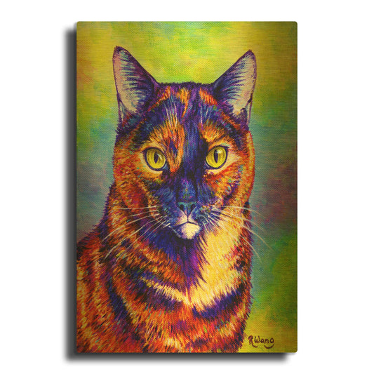 'Colorful Tortoiseshell Cat' By Rebecca Wang Art Gold Metal Wall Art