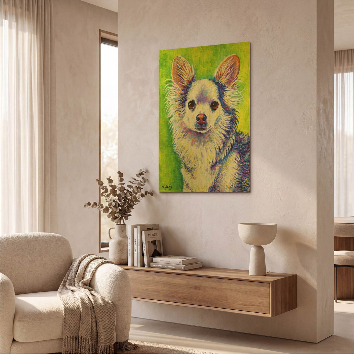 'Cute Chihuahua' By Rebecca Wang Art Gold Metal Wall Art