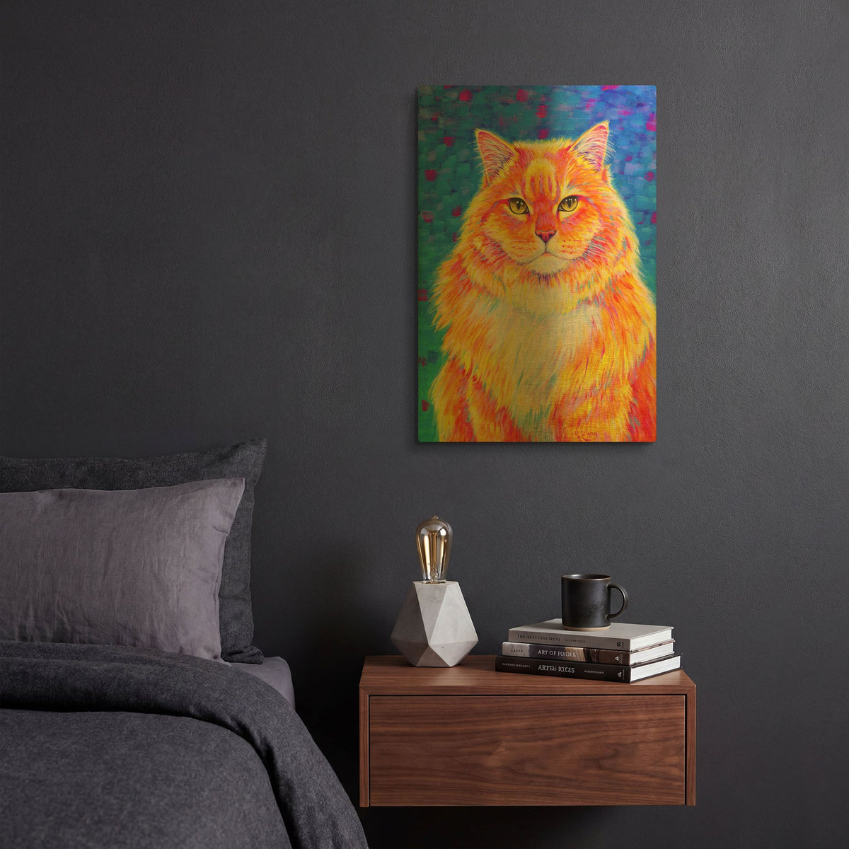 'Orange Buff Tabby Cat' By Rebecca Wang Art Gold Metal Wall Art