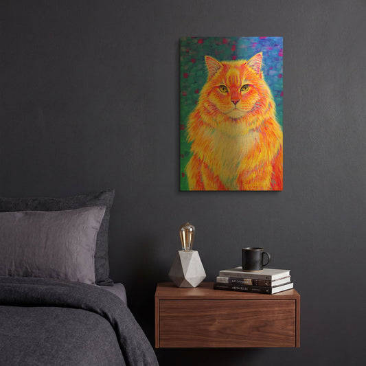 'Orange Buff Tabby Cat' By Rebecca Wang Art Gold Metal Wall Art