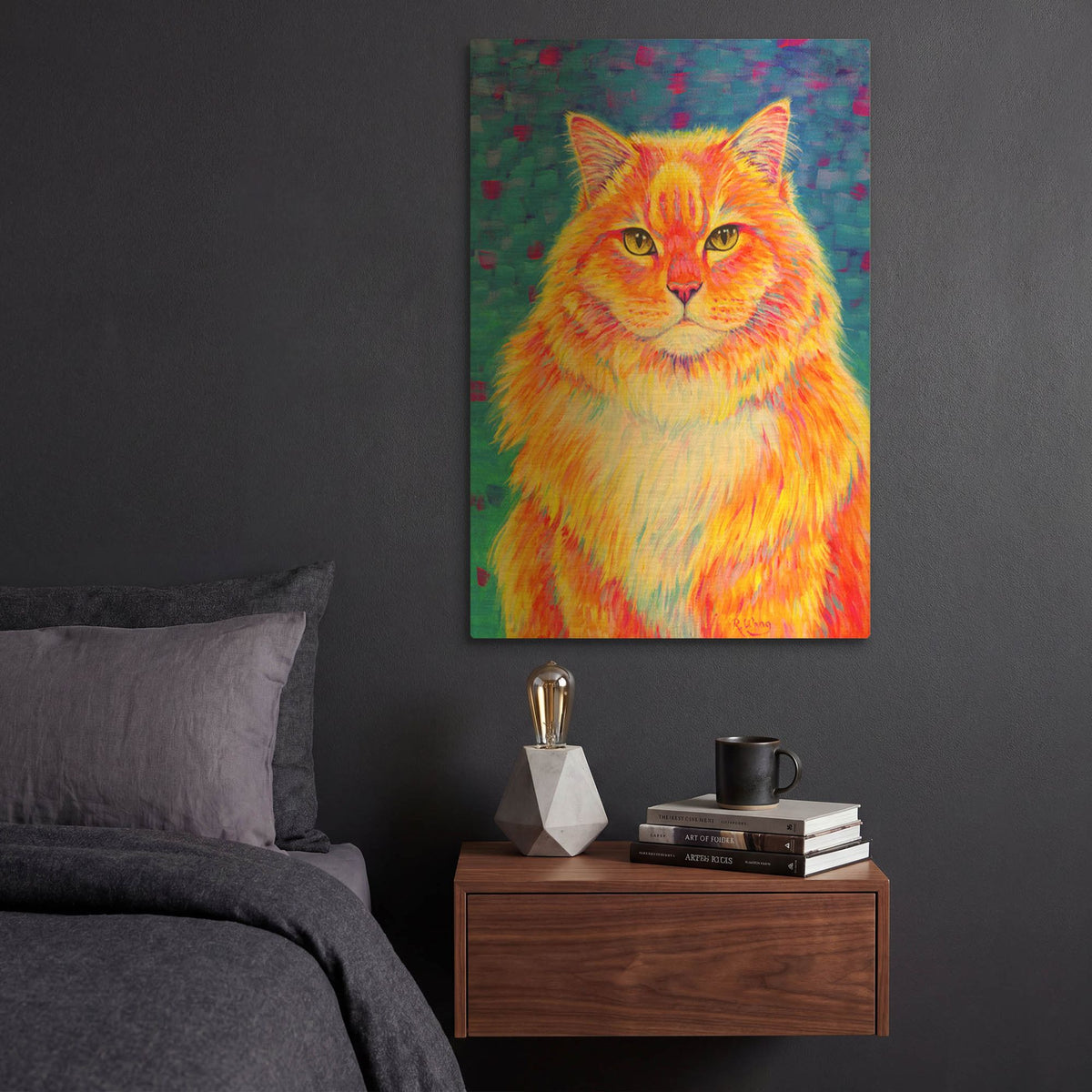 'Orange Buff Tabby Cat' By Rebecca Wang Art Gold Metal Wall Art