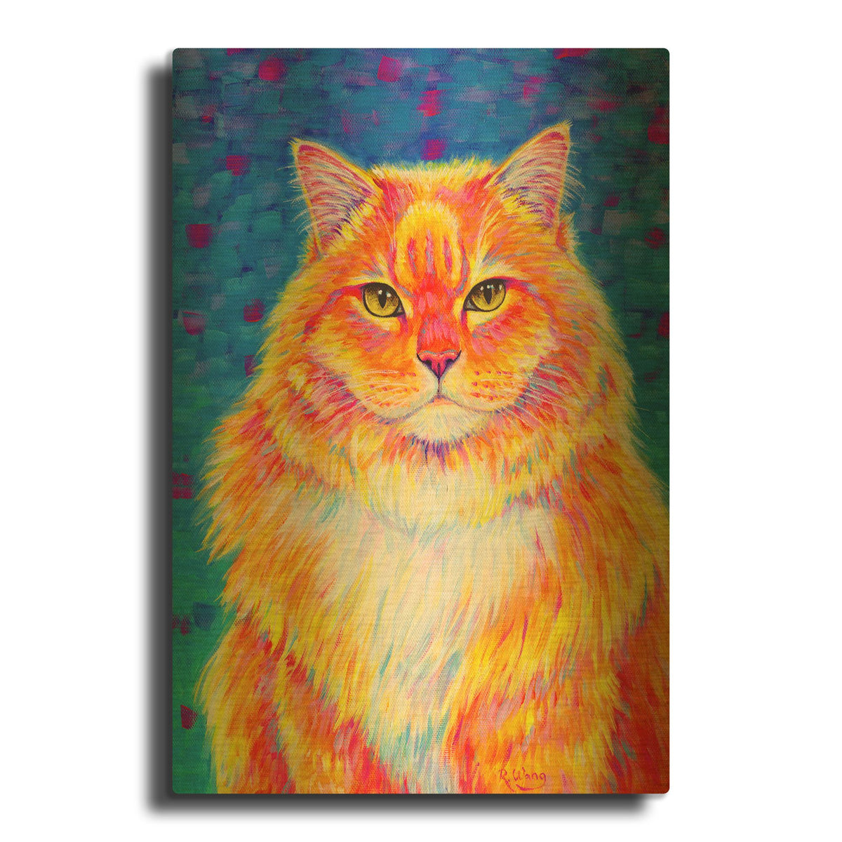 'Orange Buff Tabby Cat' By Rebecca Wang Art Gold Metal Wall Art
