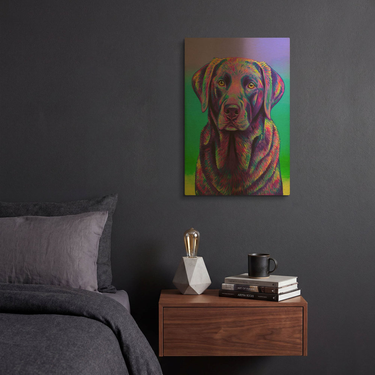 'Purple Chocolate Labrador Retriever' By Rebecca Wang Art Gold Metal Wall Art
