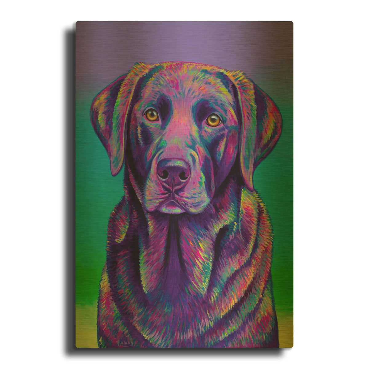 'Purple Chocolate Labrador Retriever' By Rebecca Wang Art Gold Metal Wall Art