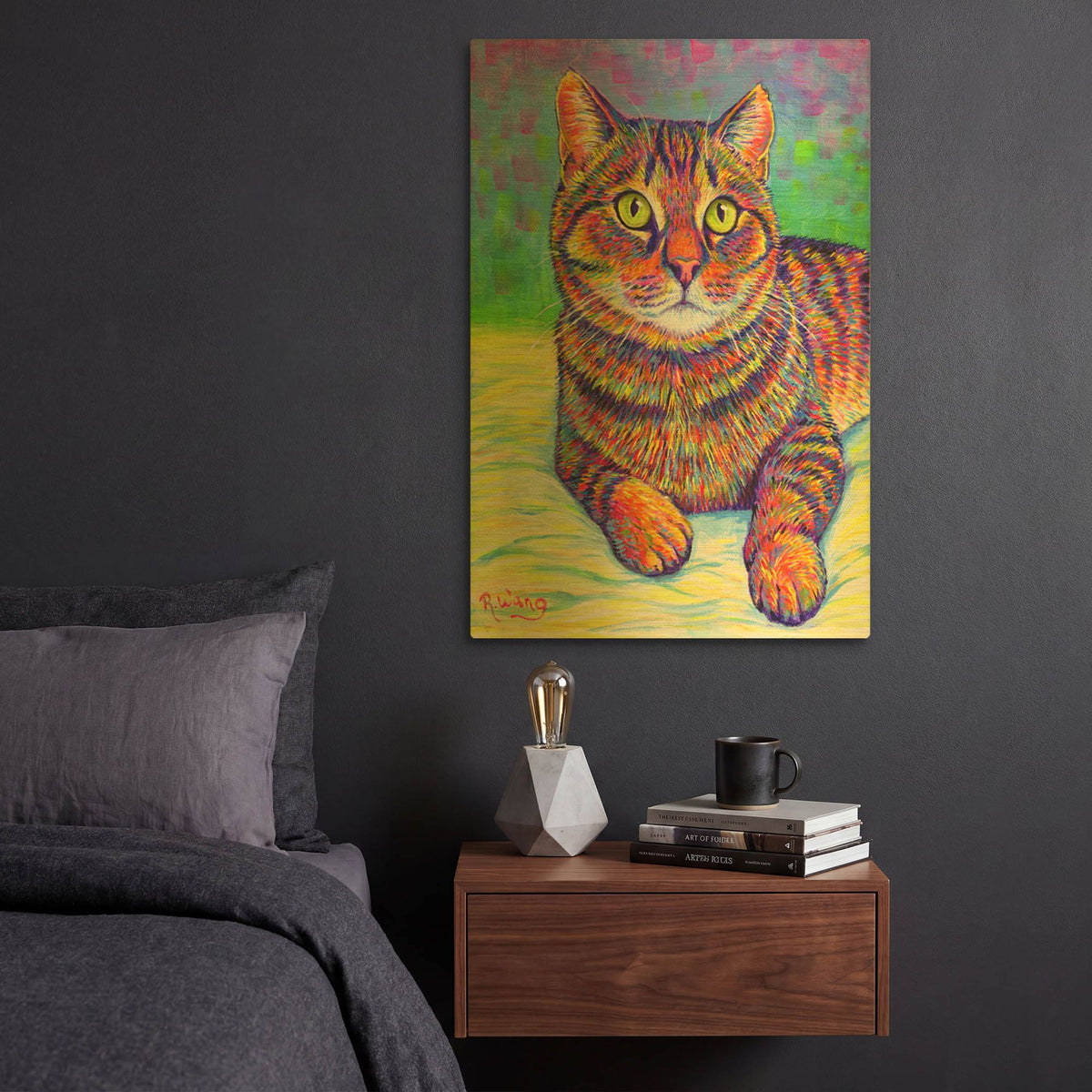 'Rainbow Brown Tabby' By Rebecca Wang Art Gold Metal Wall Art