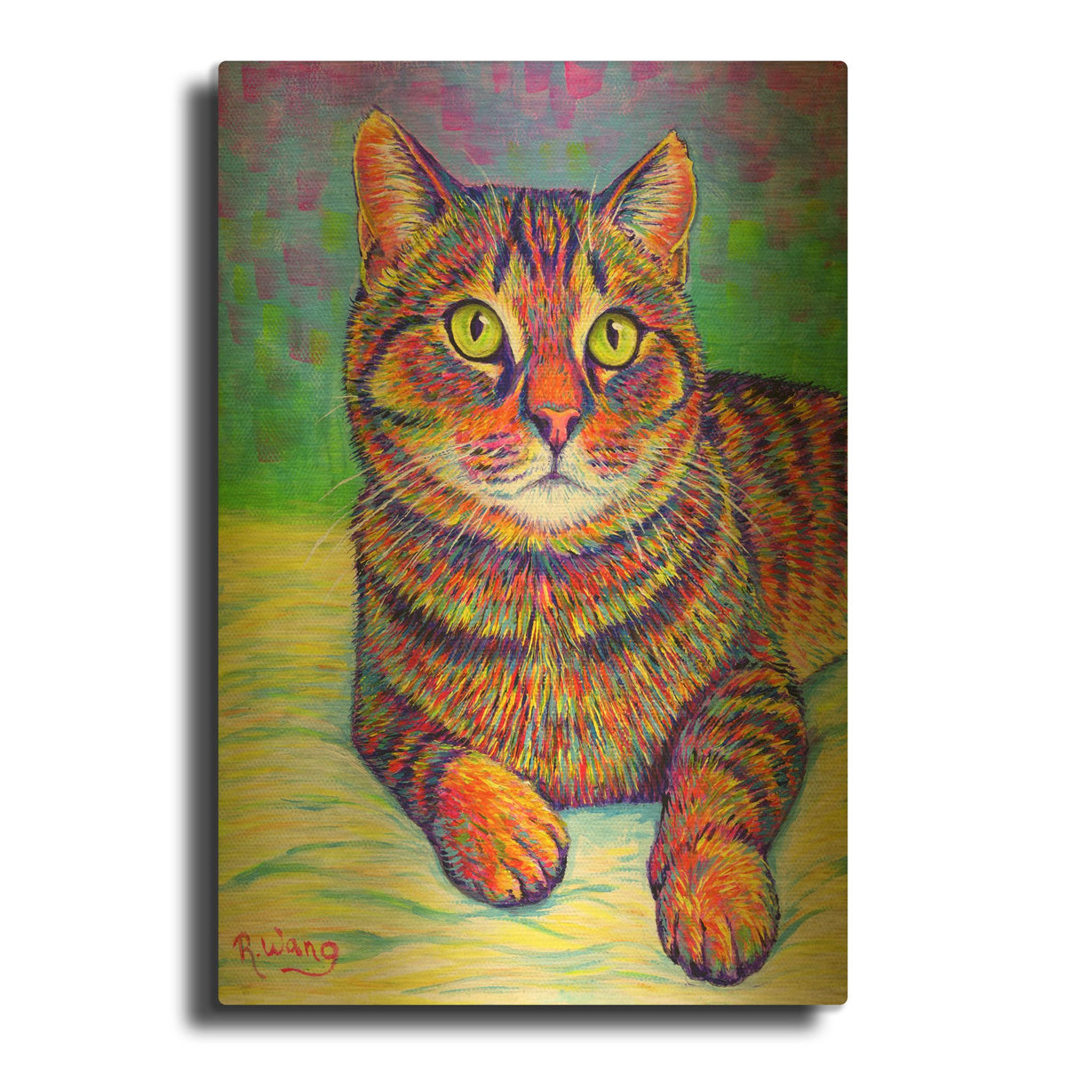'Rainbow Brown Tabby' By Rebecca Wang Art Gold Metal Wall Art