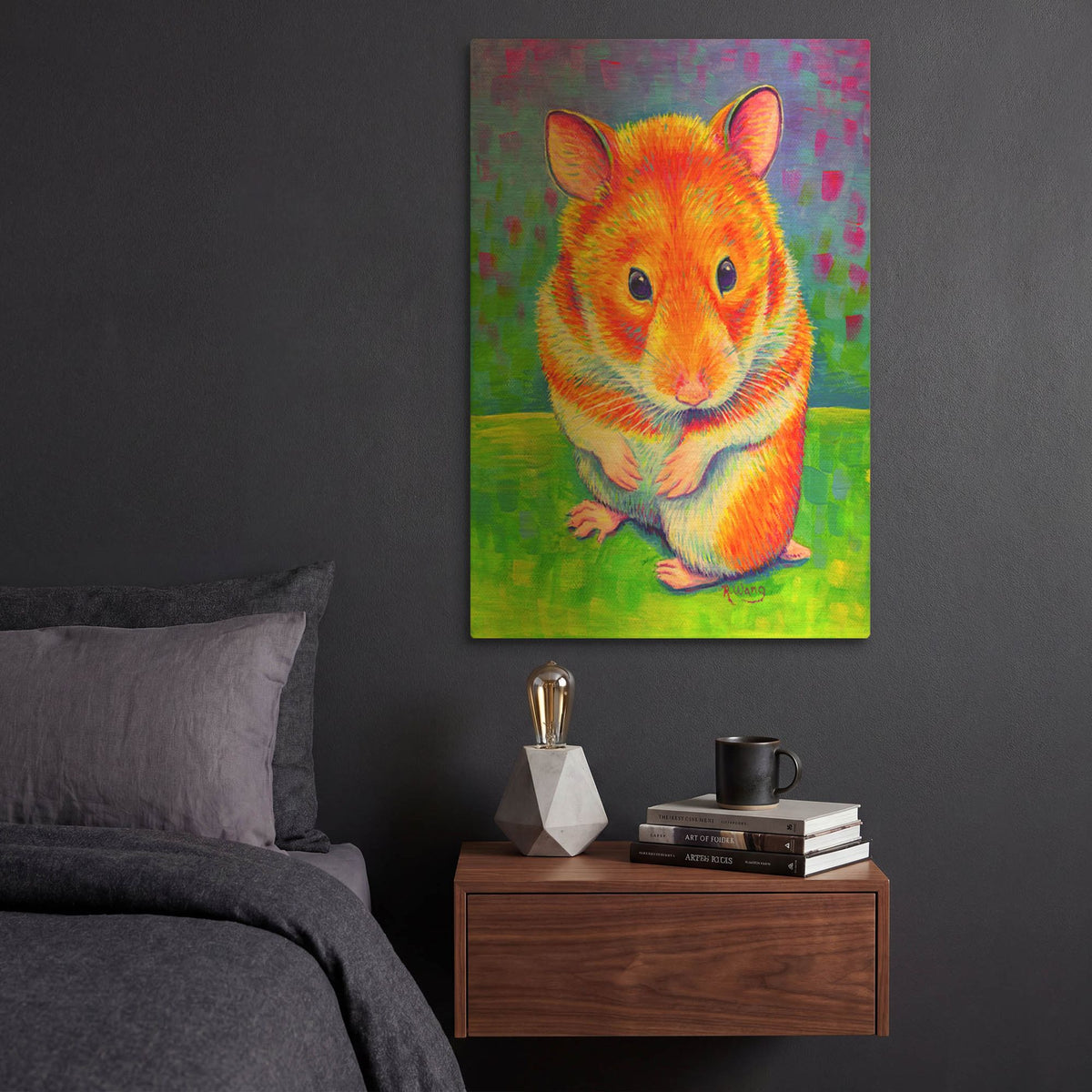 'Rainbow Hamster' By Rebecca Wang Art Gold Metal Wall Art