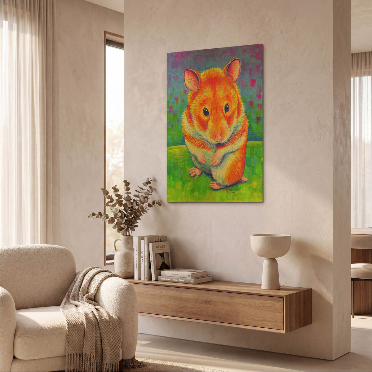 'Rainbow Hamster' By Rebecca Wang Art Gold Metal Wall Art