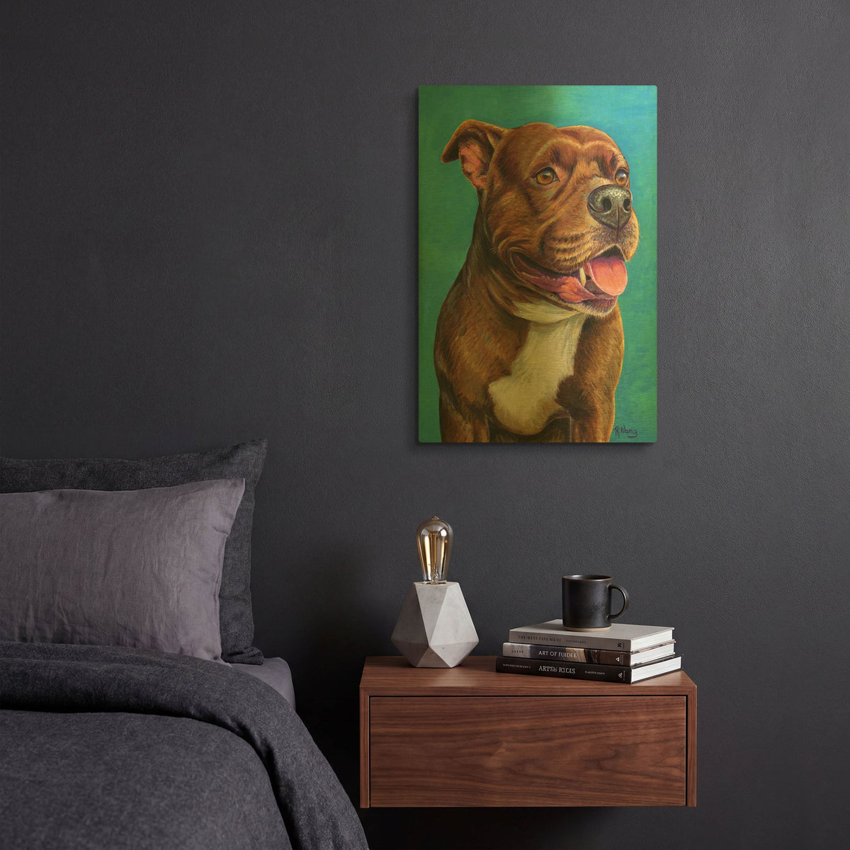 'Staffordshire Bull Terrier' By Rebecca Wang Art Gold Metal Wall Art