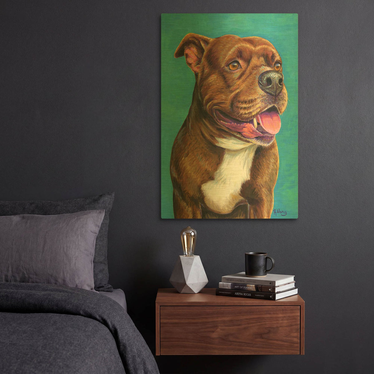 'Staffordshire Bull Terrier' By Rebecca Wang Art Gold Metal Wall Art