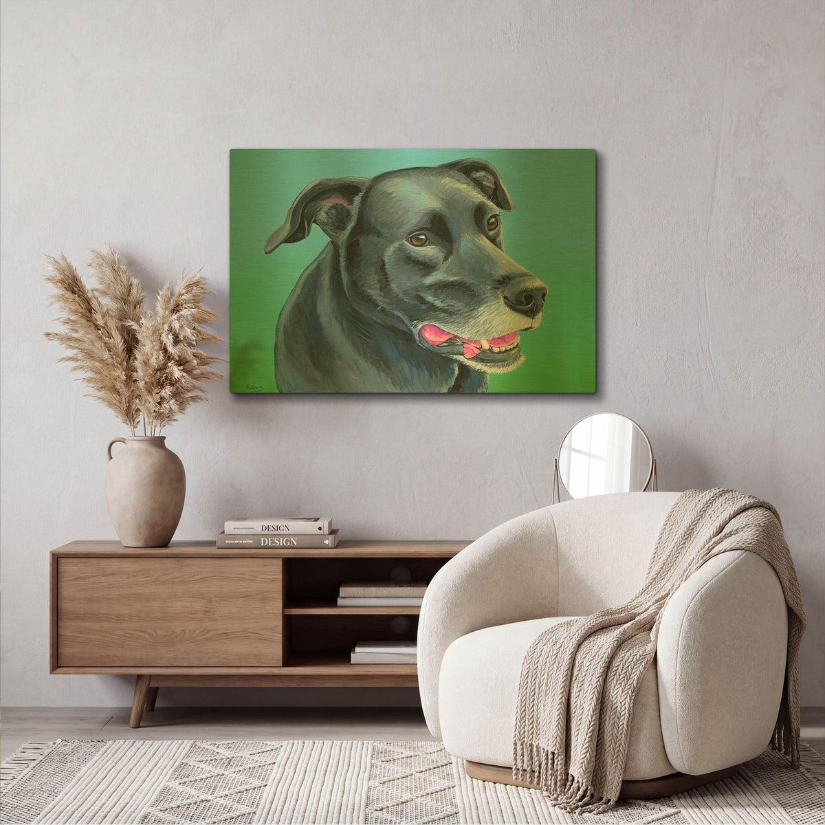 'Black Lab Mix' By Rebecca Wang Art Gold Metal Wall Art