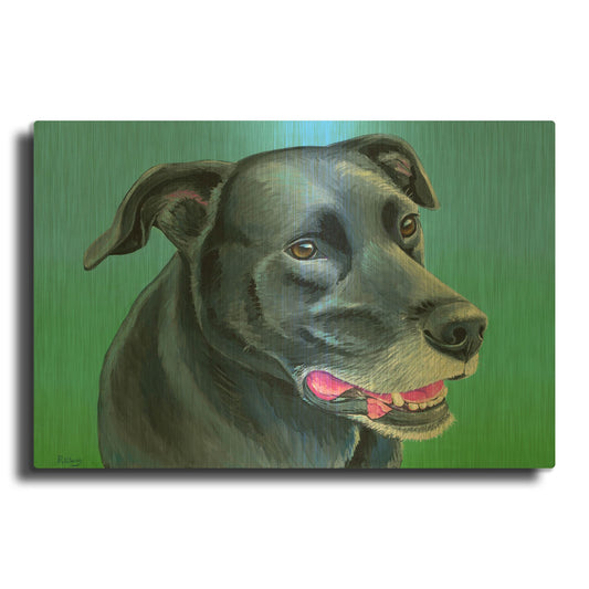 'Black Lab Mix' By Rebecca Wang Art Gold Metal Wall Art