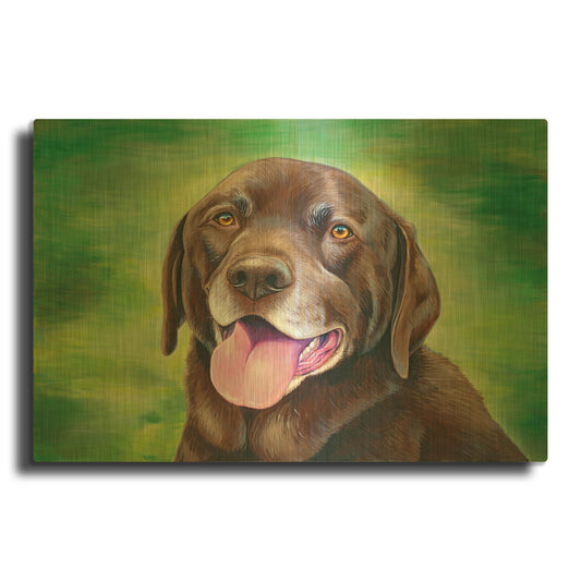 'Chocolate Labrador Retriever Dog' By Rebecca Wang Art Gold Metal Wall Art