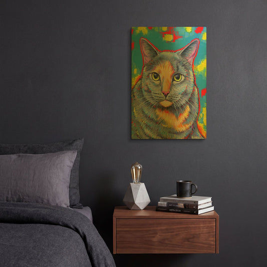 'Dilute Tortoiseshell Cat' By Rebecca Wang Art Gold Metal Wall Art