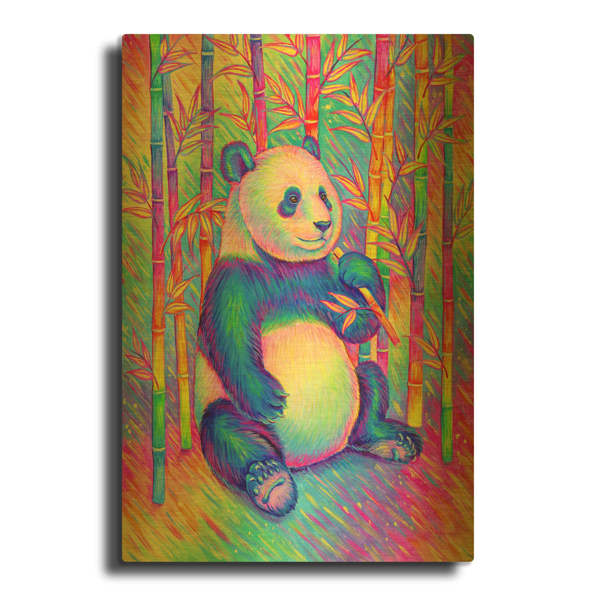 'Psychedelic Panda' By Rebecca Wang Art Gold Metal Wall Art