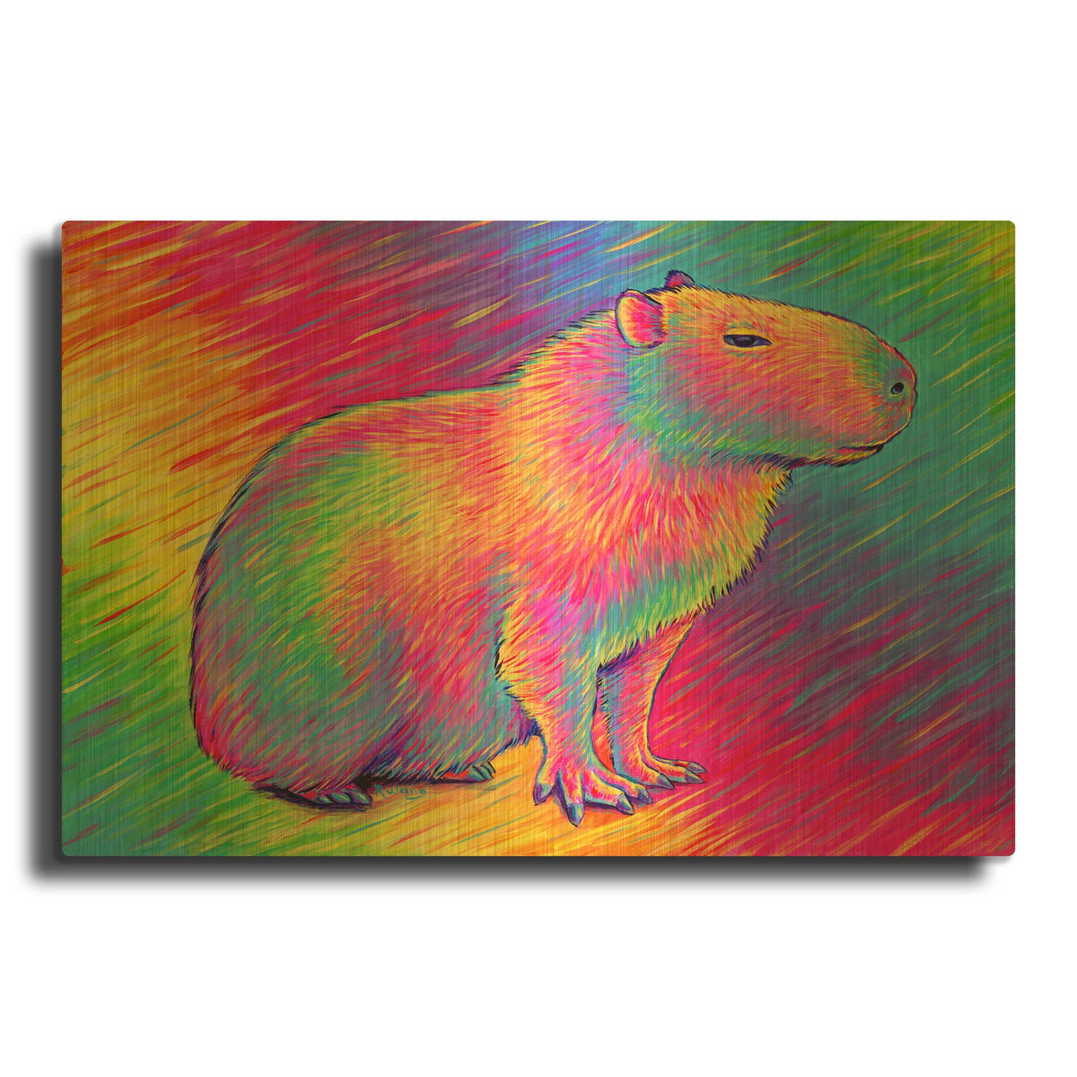 'Chill Capybara' By Rebecca Wang Art Gold Metal Wall Art