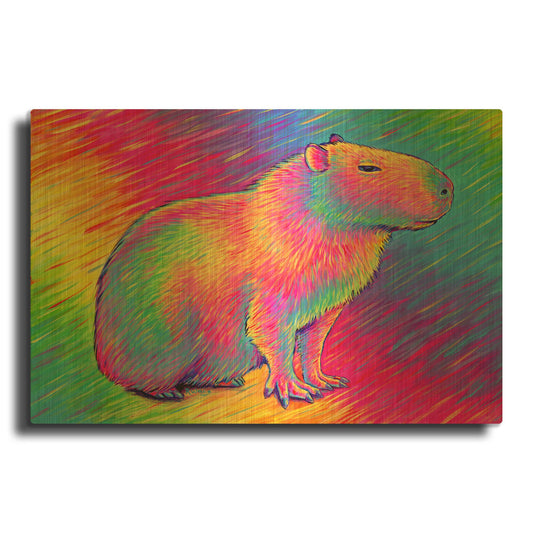 'Chill Capybara' By Rebecca Wang Art Gold Metal Wall Art