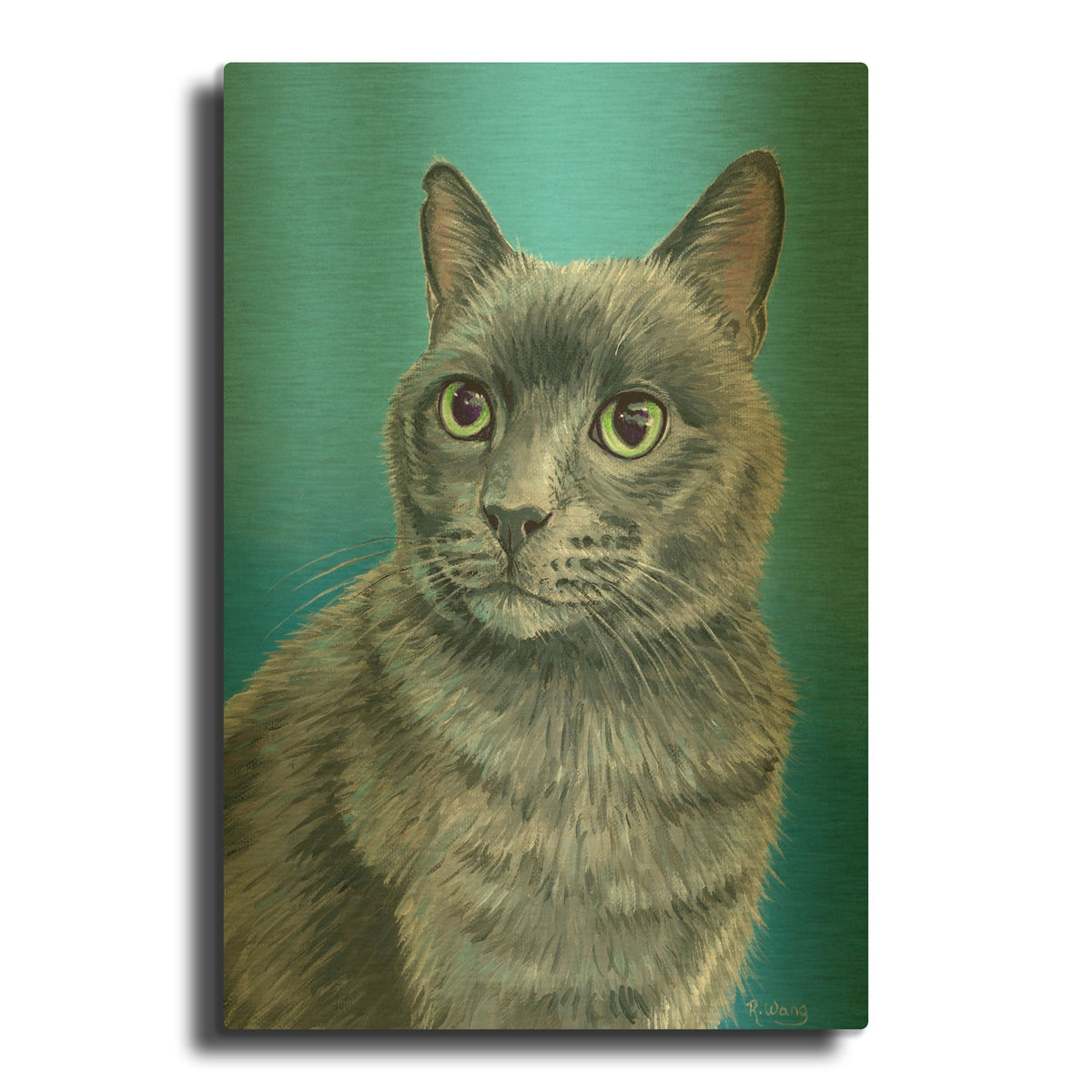 'Gray Cat' By Rebecca Wang Art Gold Metal Wall Art