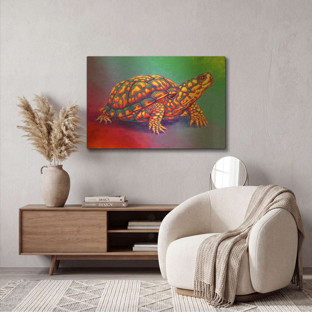 'Rainbow Eastern Box Turtle' By Rebecca Wang Art Gold Metal Wall Art
