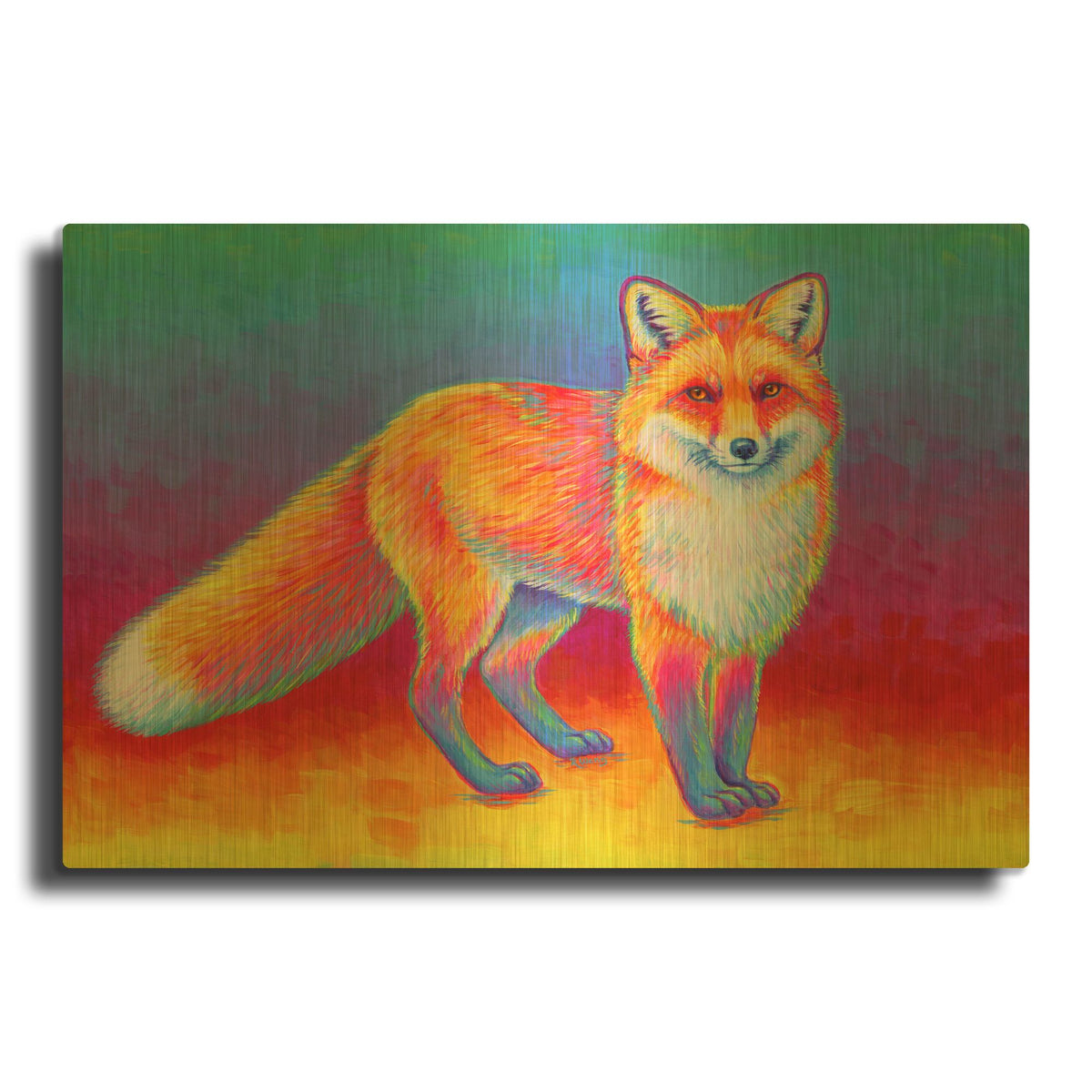 'Rainbow Red Fox' By Rebecca Wang Art Gold Metal Wall Art