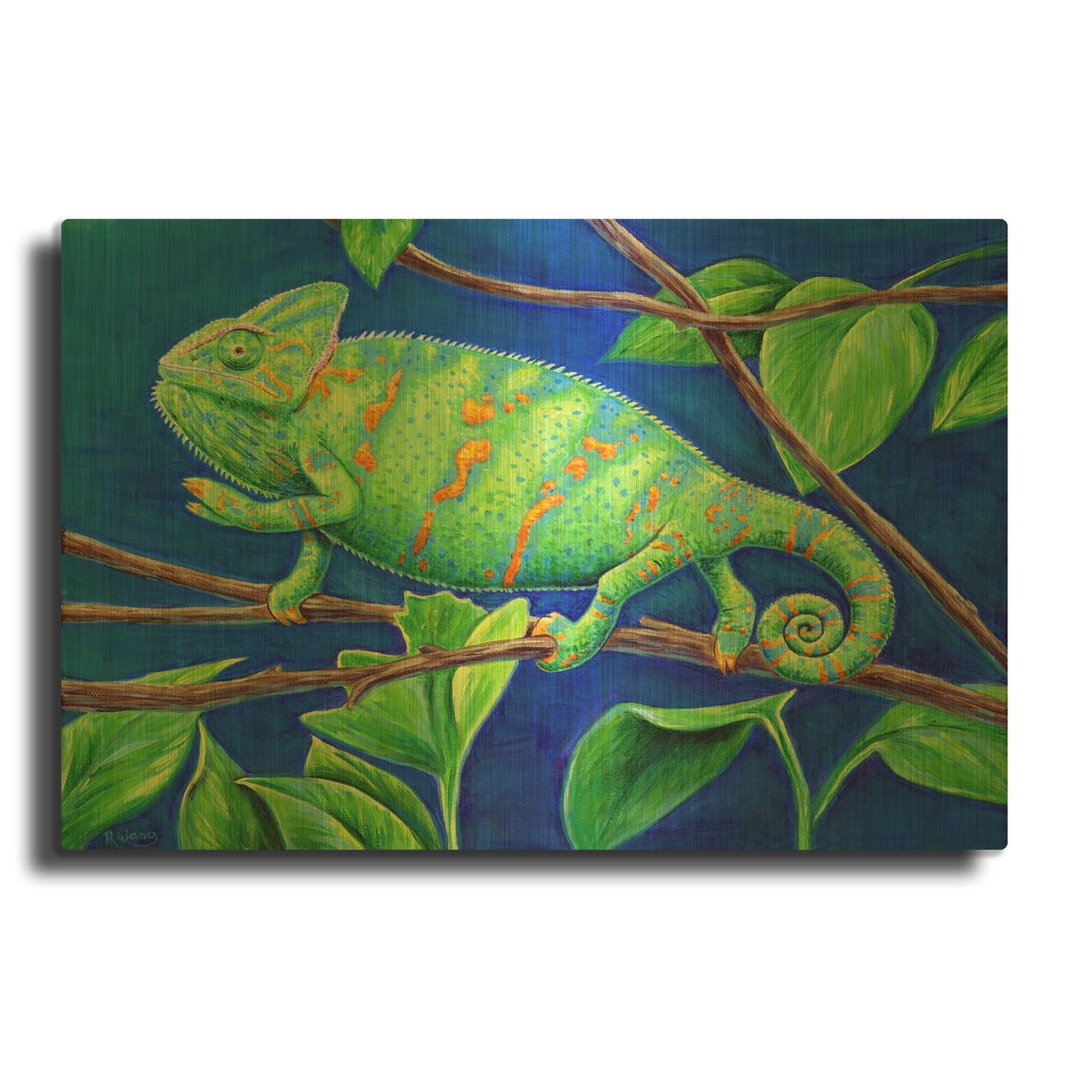 'Veiled Chameleon' By Rebecca Wang Art Gold Metal Wall Art