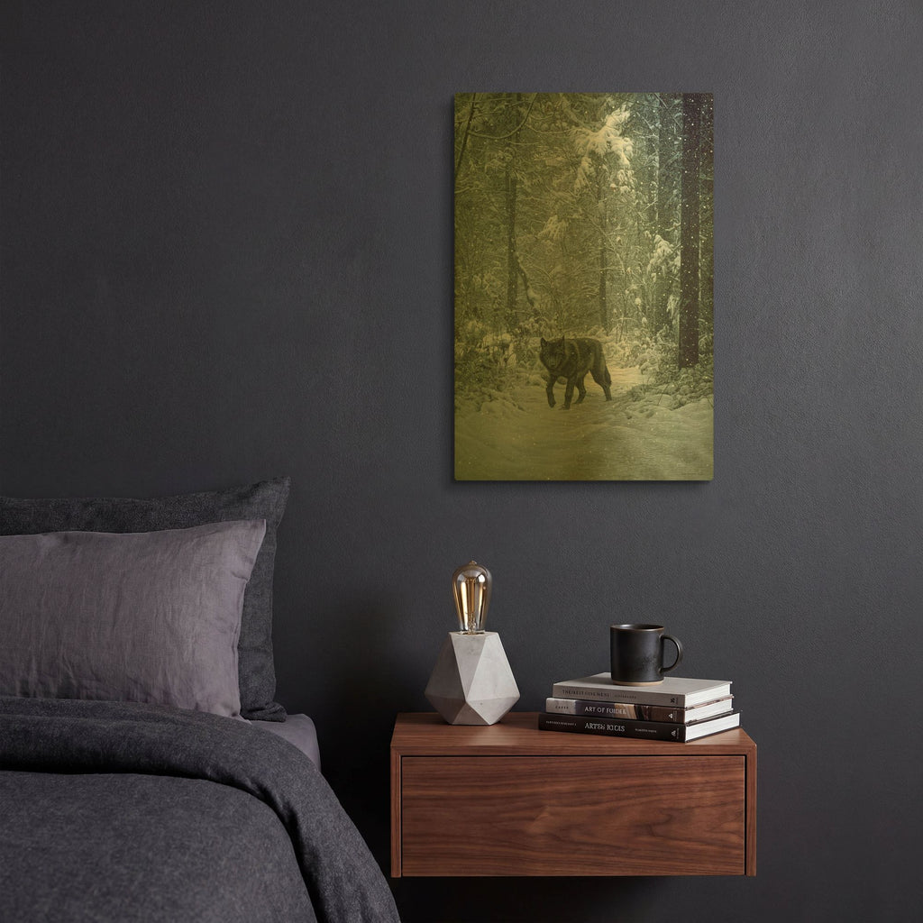 'Winter Encounter-Wolf' By Ron Parker Gold Metal Wall Art