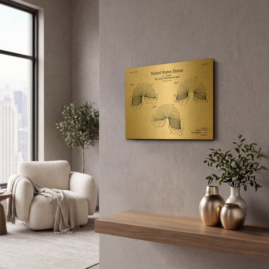 'Toy and Process of Use Blueprint Patent Parchment' By LUXE Gold Metal Wall Art