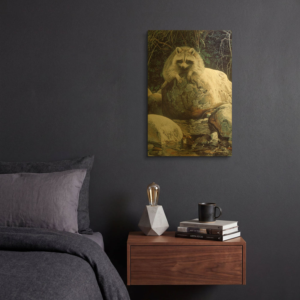 'Low Water-Raccoon' By Ron Parker Gold Metal Wall Art