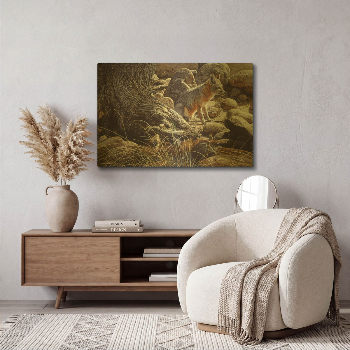 'Desert Respite-Kit Fox' By Ron Parker Gold Metal Wall Art