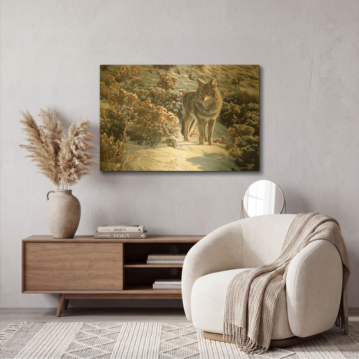 'Winter Sage-Coyote' By Ron Parker Gold Metal Wall Art
