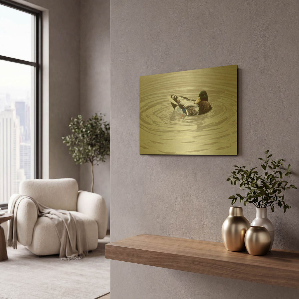 'Preening' By Ron Parker Gold Metal Wall Art