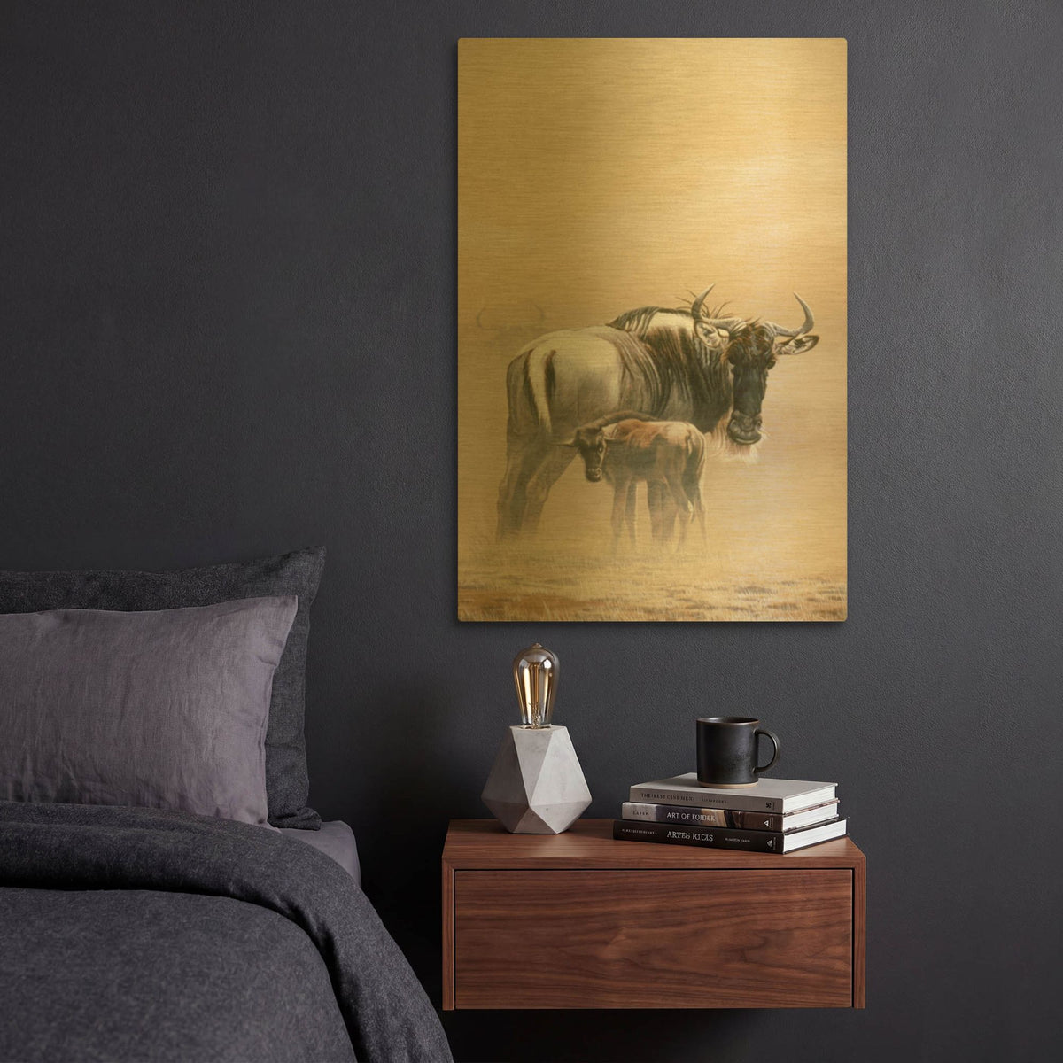 'Wildebeest' By Ron Parker Gold Metal Wall Art