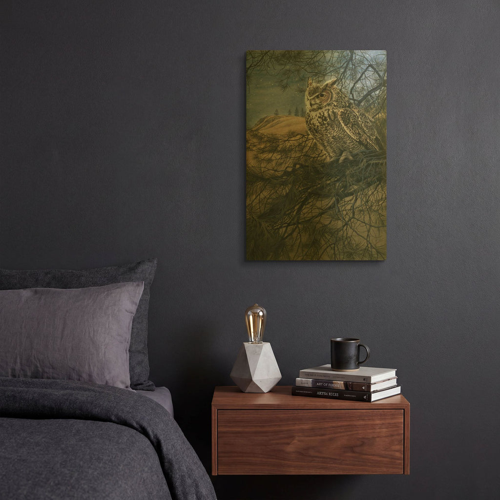 'Great Horned Owl 2' By Ron Parker Gold Metal Wall Art