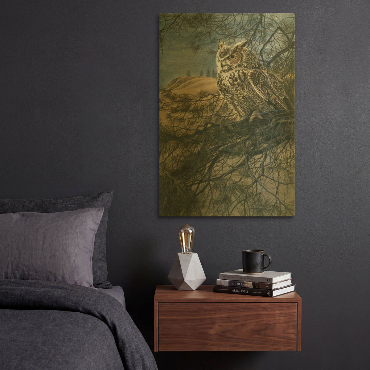 'Great Horned Owl 2' By Ron Parker Gold Metal Wall Art