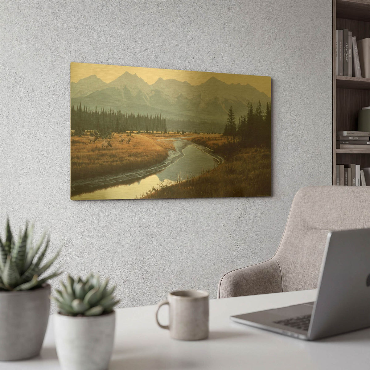 'Kootenay Dawn' By Ron Parker Gold Metal Wall Art