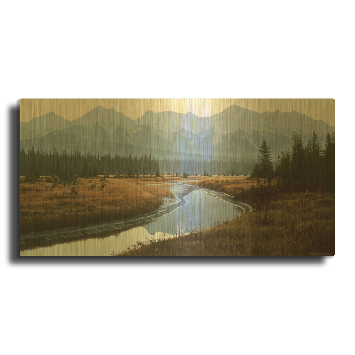 'Kootenay Dawn' By Ron Parker Gold Metal Wall Art