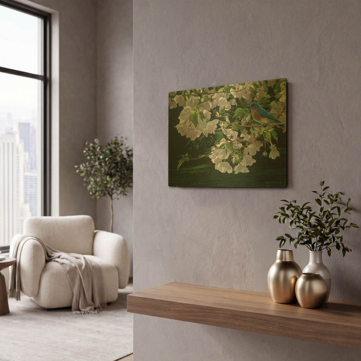 'Cherry Blossoms' By Ron Parker Gold Metal Wall Art